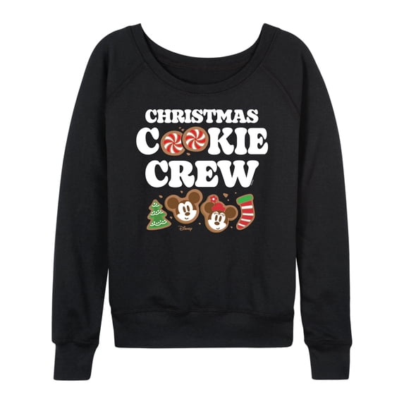 Disney - Christmas Cookie Crew Women's Lightweight French Terry Wide Neck Long Sleeve Graphic Shirt