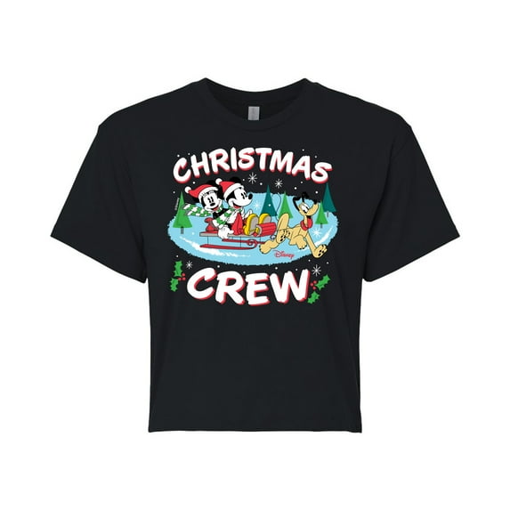 Disney - Christmas Crew - Juniors Cropped Cotton Blend T-Shirt