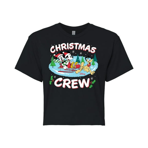 Disney - Christmas Crew - Juniors Cropped Cotton Blend T-Shirt