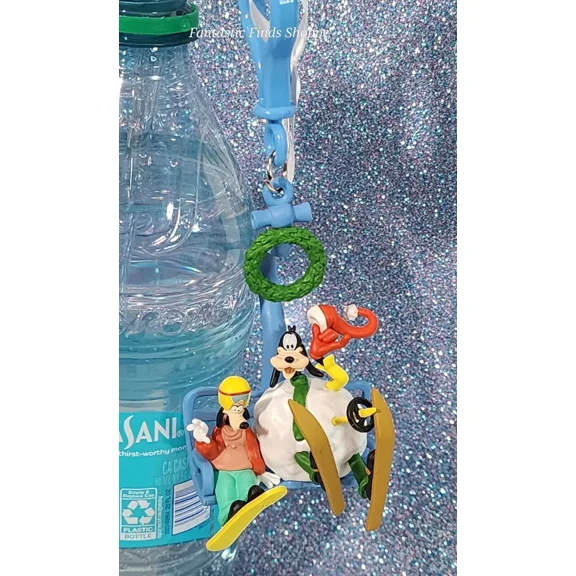 Disney Christmas Holiday Goofy & Max Ski Lift Straw & Clip New Unused