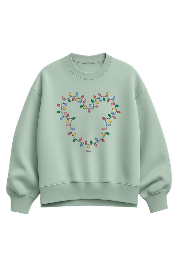 - Christmas Lights Mickey Head - Women's Oversized Fleece Crew Sweatshirt