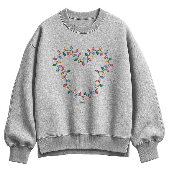 Disney - Christmas Lights Mickey Head - Women's Oversized Fleece Crew Sweatshirt