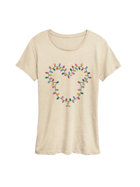 - Christmas Lights Mickey Head Women's Short Sleeve Graphic T-Shirt