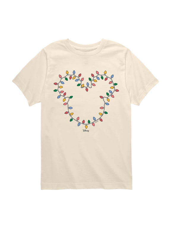 - Christmas Lights Mickey Head Boys' Short Sleeve Graphic T-Shirt