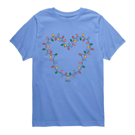 Disney - Christmas Lights Mickey Head Boys' Short Sleeve Graphic T-Shirt