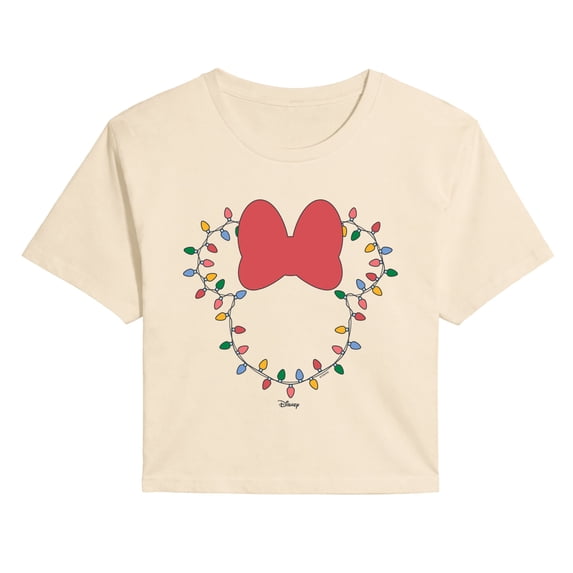 Disney - Christmas Lights Minnie Head Cropped Graphic T-Shirt