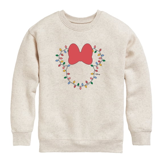 Disney - Christmas Lights Minnie Head - Toddler Boys Fleece Crew Sweatshirt