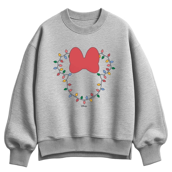 Disney - Christmas Lights Minnie Head - Women's Oversized Fleece Crew Sweatshirt