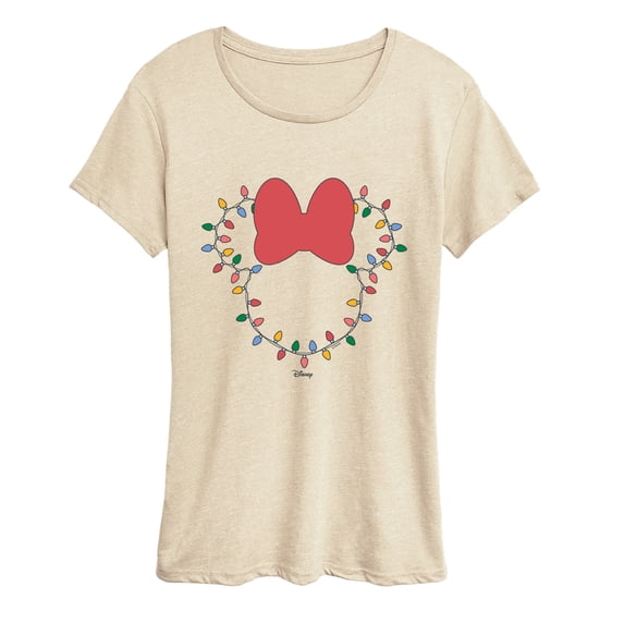 Disney - Christmas Lights Minnie Head - Women's Short Sleeve Graphic T-Shirt