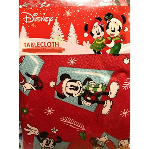 Disney Christmas Vinyl Tablecloth Red Mickey Mouse