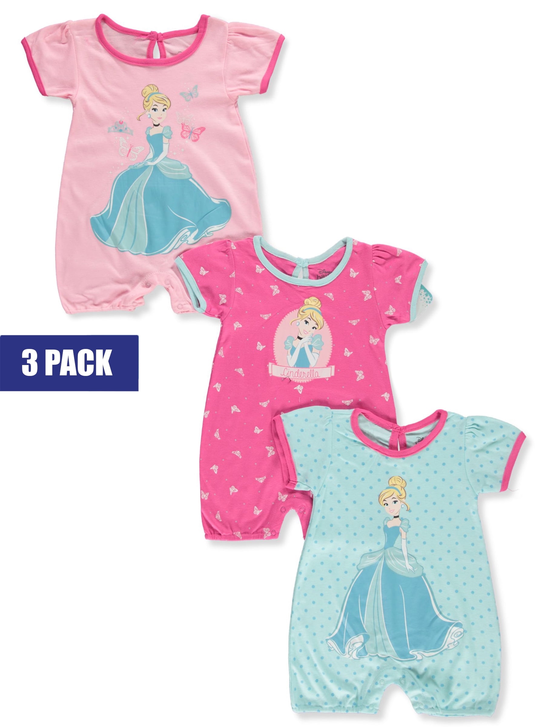 Disney Cinderella Baby Girls' 3-Pack Rompers - pink, 6 - 9 months ...