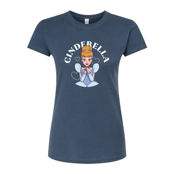 Disney Cinderella - Blows A Kiss & Hearts - Juniors Fitted Graphic T-Shirt