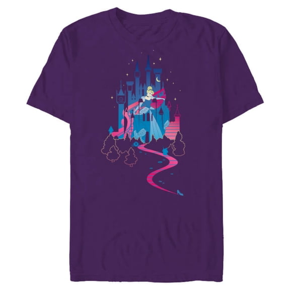 Disney Cinderella Castle T-Shirt- Short Sleeve Blended T-Shirt for Adults - Customized-Purple