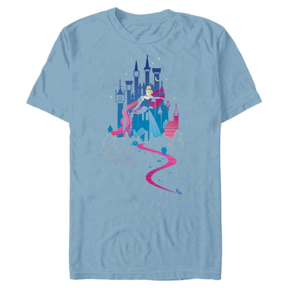 Disney Cinderella Castle T-Shirt- Short Sleeve Blended T-Shirt for Adults - Customized-Ocean Blue