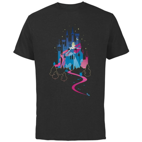 Disney Cinderella Castle T-Shirt - Short Sleeve Cotton T-Shirt for Adults - Customized-Black