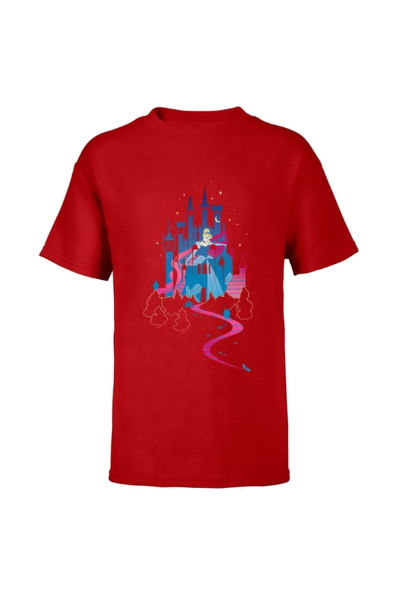 Cinderella Castle T-Shirt - Short Sleeve T-Shirt for Kids - Customized-Red