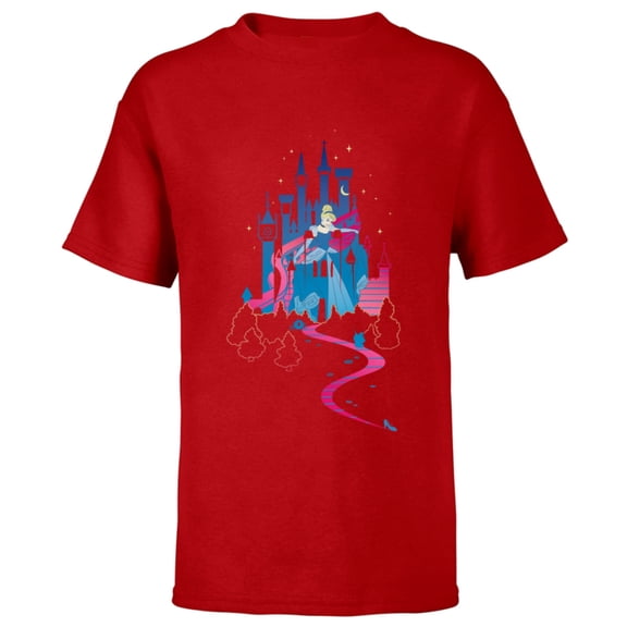 Disney Cinderella Castle T-Shirt - Short Sleeve T-Shirt for Kids - Customized-Red