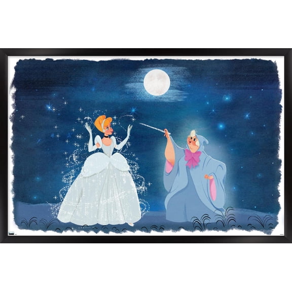 Disney Cinderella - Cinderella and Fairy Godmother Wall Poster, 22.375" x 34" Framed