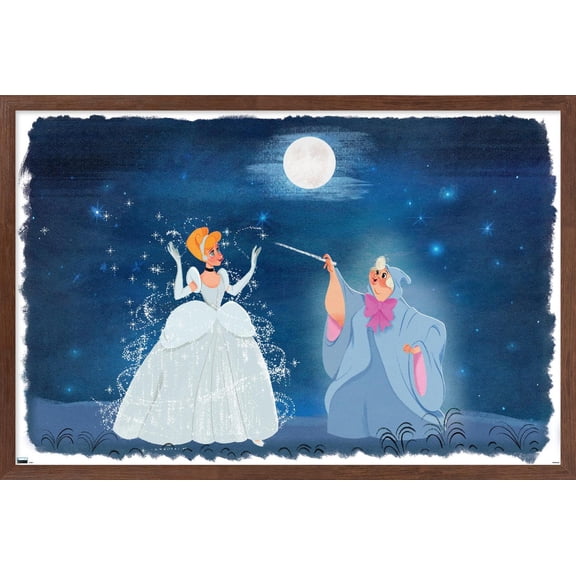 Disney Cinderella - Cinderella and Fairy Godmother Wall Poster, 22.375" x 34" Framed