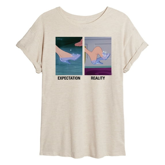 Disney Cinderella - Expectation Vs. Reality Glass Slipper - Juniors Ideal Flowy Muscle T-Shirt