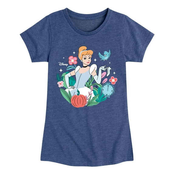 Disney - Cinderella Floral - Toddler & Youth Girls Short Sleeve Graphic T-Shirt