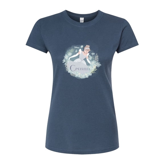 Disney Cinderella - Flowered Circle of The Princesses - Juniors Fitted Graphic T-Shirt