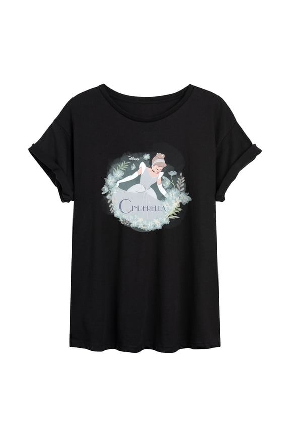 Disney Cinderella - Flowered Circle of The Princesses - Juniors Ideal Flowy Muscle T-Shirt