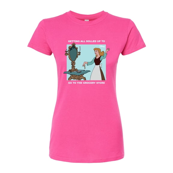 Disney Cinderella - Getting All Dolled Up for Groceries - Juniors Fitted Graphic T-Shirt