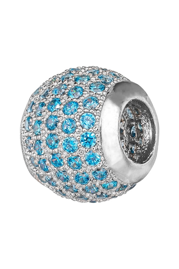 Cinderella Girls' Blue CZ Rhodium Plated Sterling Silver Bead