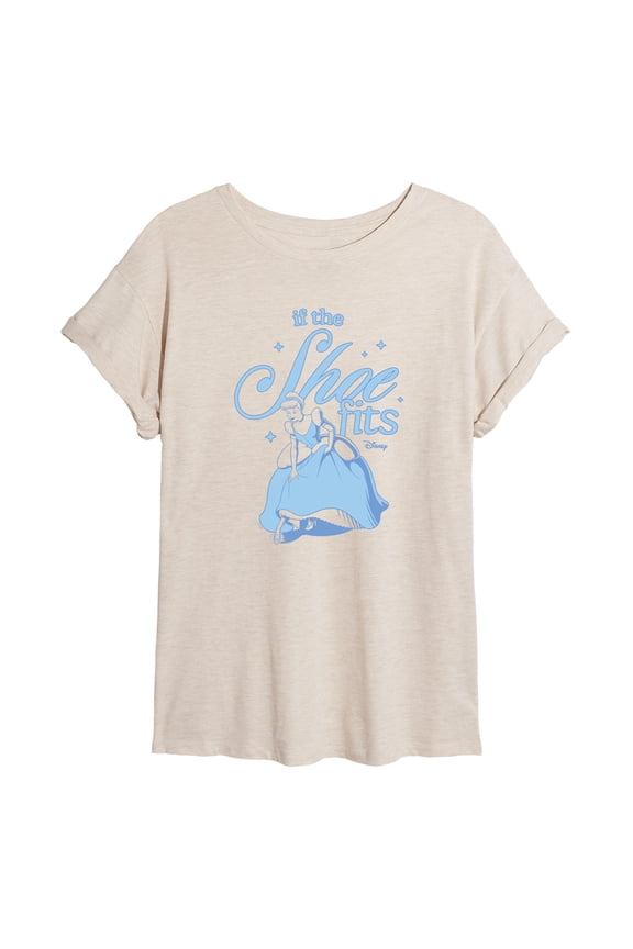 - Cinderella If The Shoe Fits - Juniors Oversized Graphic T-Shirt