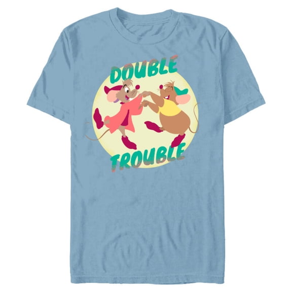 Disney Cinderella Jaq and Gus Double Trouble T-Shirt- Short Sleeve Blended T-Shirt for Adults - Customized-Celadon Snow Heather
