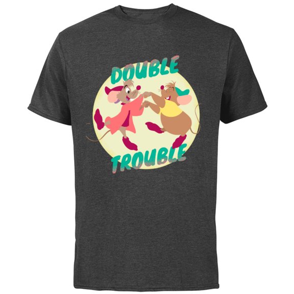 Disney Cinderella Jaq and Gus Double Trouble T-Shirt - Short Sleeve Cotton T-Shirt for Adults - Customized-Charcoal