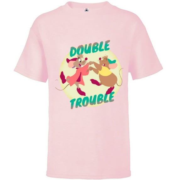 Disney Cinderella Jaq and Gus Double Trouble T-Shirt - Short Sleeve T-Shirt for Kids - Customized-Soft Pink