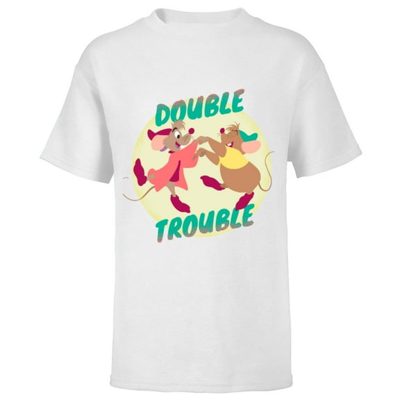 Disney Cinderella Jaq and Gus Double Trouble T-Shirt - Short Sleeve T-Shirt for Kids - Customized-White