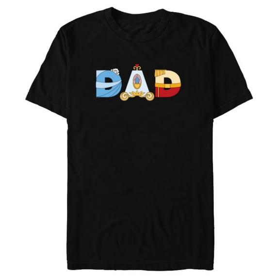 Disney Cinderella Letters Father’s Day Birthday Best Dad - Short Sleeve Blended T-Shirt for Adults - Customized-Black
