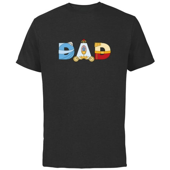 Disney Cinderella Letters Father’s Day Birthday Best Dad - Short Sleeve Cotton T-Shirt for Adults - Customized-Black