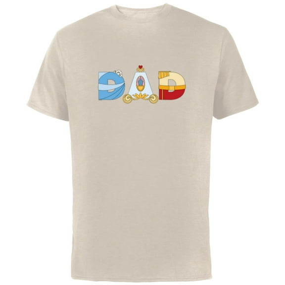 Disney Cinderella Letters Father’s Day Birthday Best Dad - Short Sleeve Cotton T-Shirt for Adults - Customized-Natural