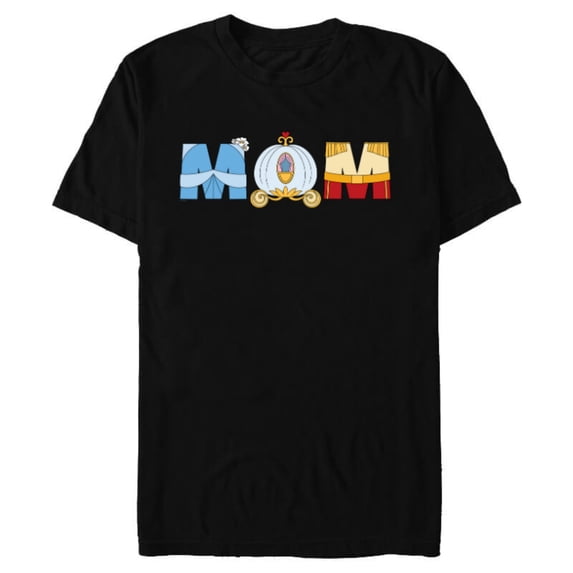 Disney Cinderella Letters Mother’s Day Birthday Best Mom - Short Sleeve Blended T-Shirt for Adults - Customized-Black