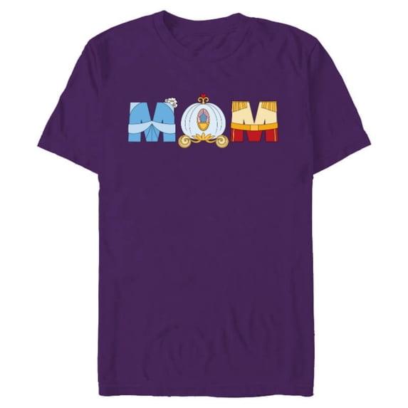 Disney Cinderella Letters Mother’s Day Birthday Best Mom - Short Sleeve Blended T-Shirt for Adults - Customized-Purple