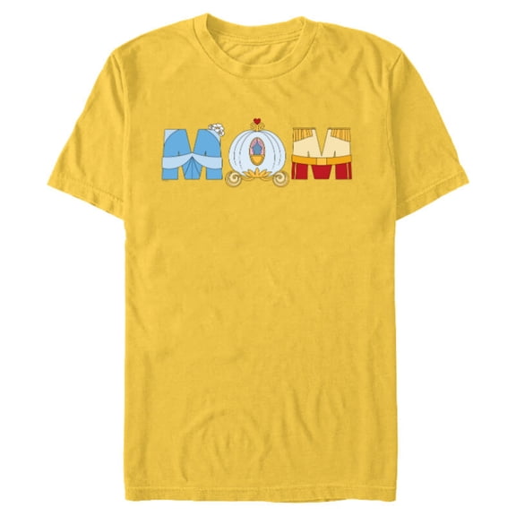 Disney Cinderella Letters Mother’s Day Birthday Best Mom - Short Sleeve Blended T-Shirt for Adults - Customized-Yellow