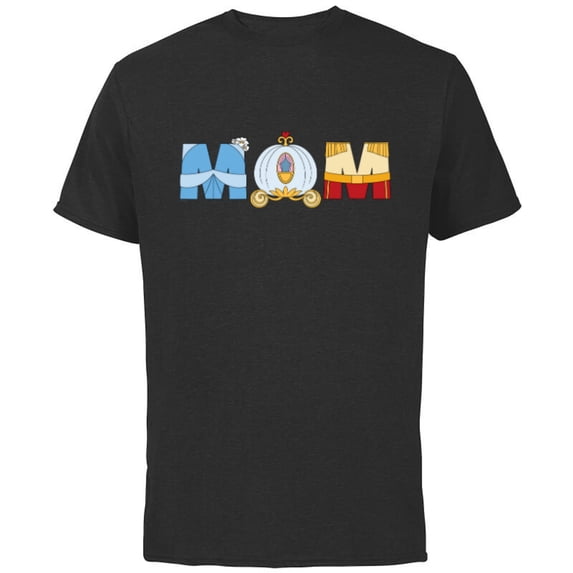 Disney Cinderella Letters Mother’s Day Birthday Best Mom - Short Sleeve Cotton T-Shirt for Adults - Customized-Black