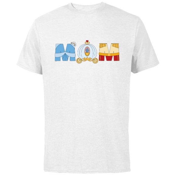 Disney Cinderella Letters Mother’s Day Birthday Best Mom - Short Sleeve Cotton T-Shirt for Adults - Customized-White
