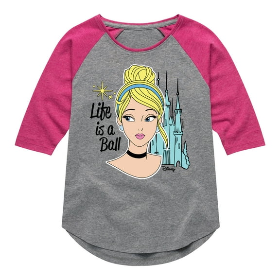 Disney Cinderella - Life Is A Ball - Toddler & Youth Girls Raglan Graphic T-Shirt