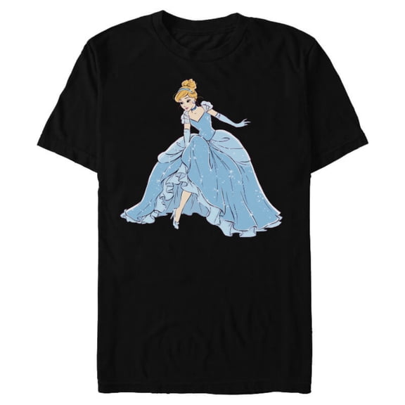 Disney Cinderella T-Shirt- Short Sleeve Blended T-Shirt for Adults - Customized-Black