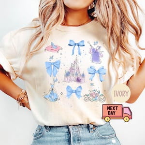 Disney Cinderella Watercolor Coquette Bow Shirts, Cinderella Princess Shirt, Magic Kingdom Disneyland Family Trip Tee, Disney