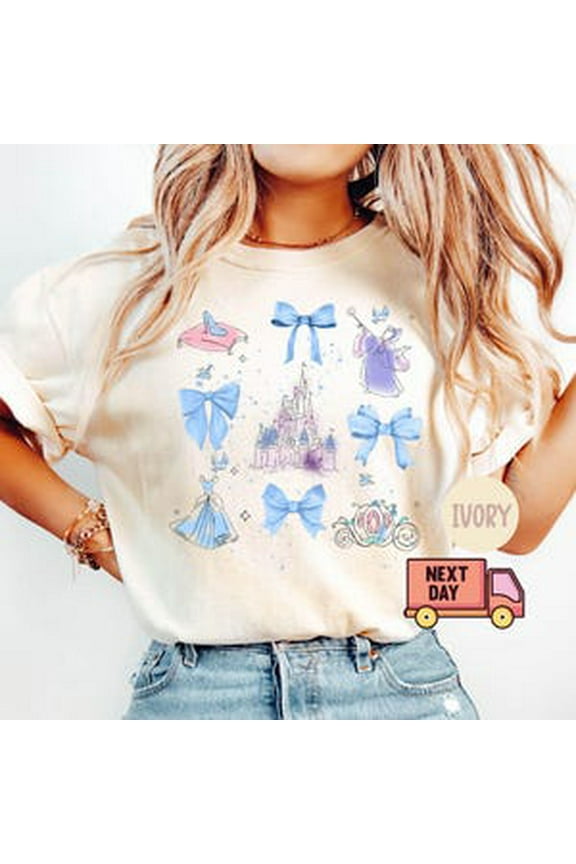 Cinderella Watercolor Coquette Bow Shirts, Cinderella Princess Shirt, Magic Kingdom Disneyland Family Trip Tee, Disney