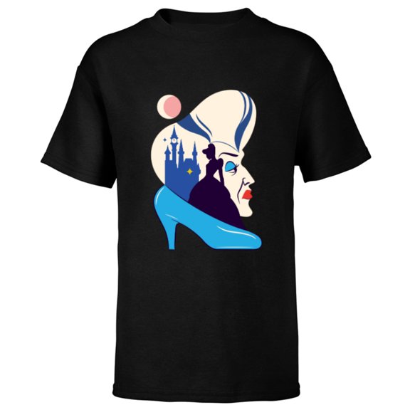 Disney Cinderella and Lady Tremaine - Short Sleeve T-Shirt for Kids - Customized-Black