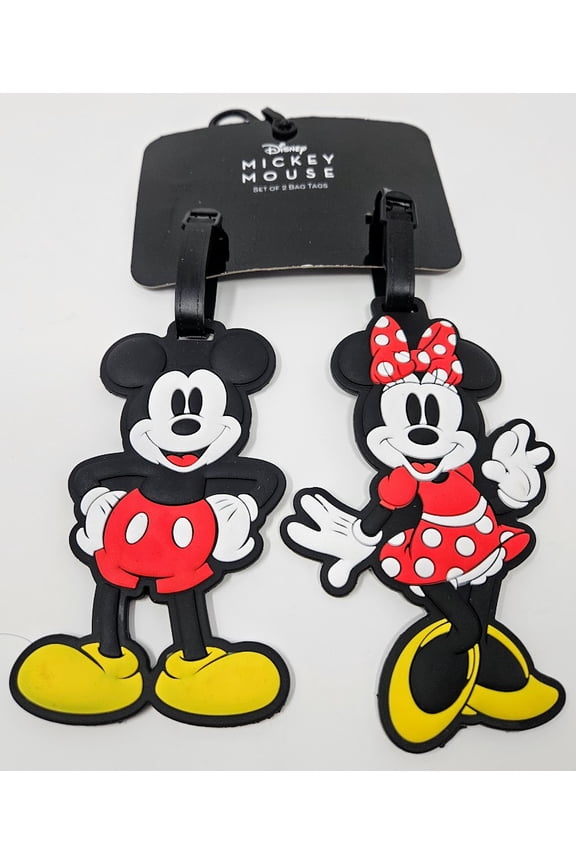 Classic 2-Piece Suitcase ID Tag Set with Adjustable Straps, Mickey and Minnie Mouse, Multi, One Size