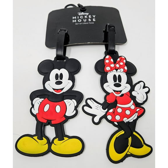 Disney Classic 2-Piece Suitcase ID Tag Set with Adjustable Straps, Mickey and Minnie Mouse, Multi, One Size