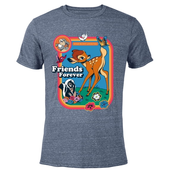 Disney Classic Bambi Friends Forever Vintage - Short Sleeve Blended T-Shirt for Adults - Customized-Navy Heather